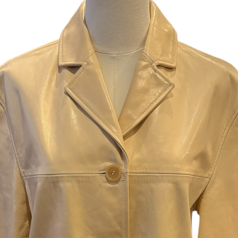 H&M NWT Loose Fit Leather Jacket/Blazer in Light Beige Sz XS - Picture 7 of 13